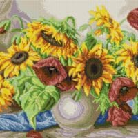 Vas cu floarea soarelui și maci - kit complet