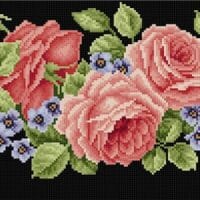 Simfonie în roz și bleu - kit broderie de mână