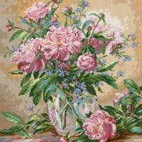 Aranjament cu bujori - kit broderie de mână