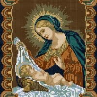 Fecioara cu Pruncul în leagăn - kit broderie de mână