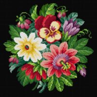 Buchet cu floarea pasiunii - kit broderie de mână